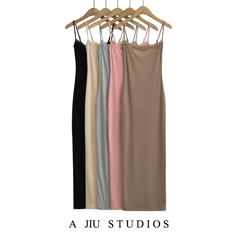 

Kardaian Sexy Lace Trim Strap Dr Women Summer Ele ow Figure Spicy Long Skirt Single Piece Svel Neline
