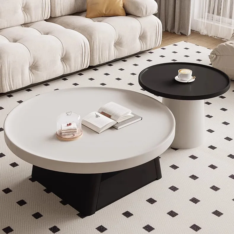

Round coffee table living room new home modern minimalist French retro high-end coffee table TV cabinet combination