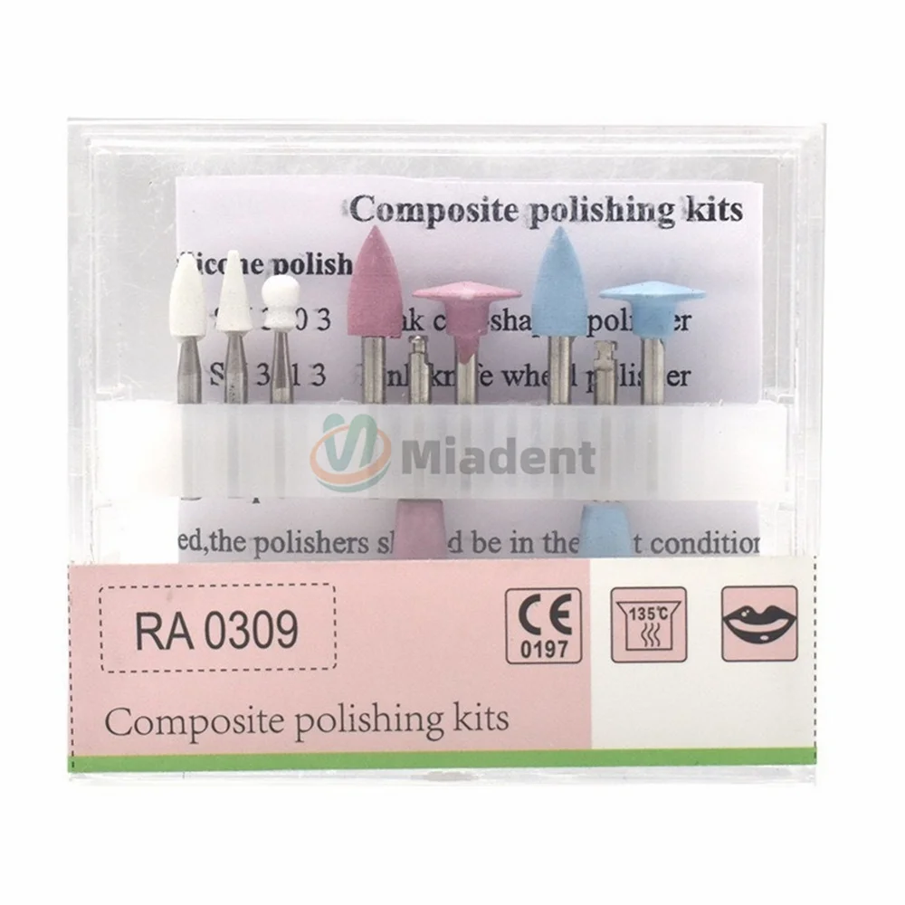 

6pcs Dental Composite Polishing Kit RA0309 Silicone Rubber Polisher For Low Speed Contra Angle Ceramic Polisher