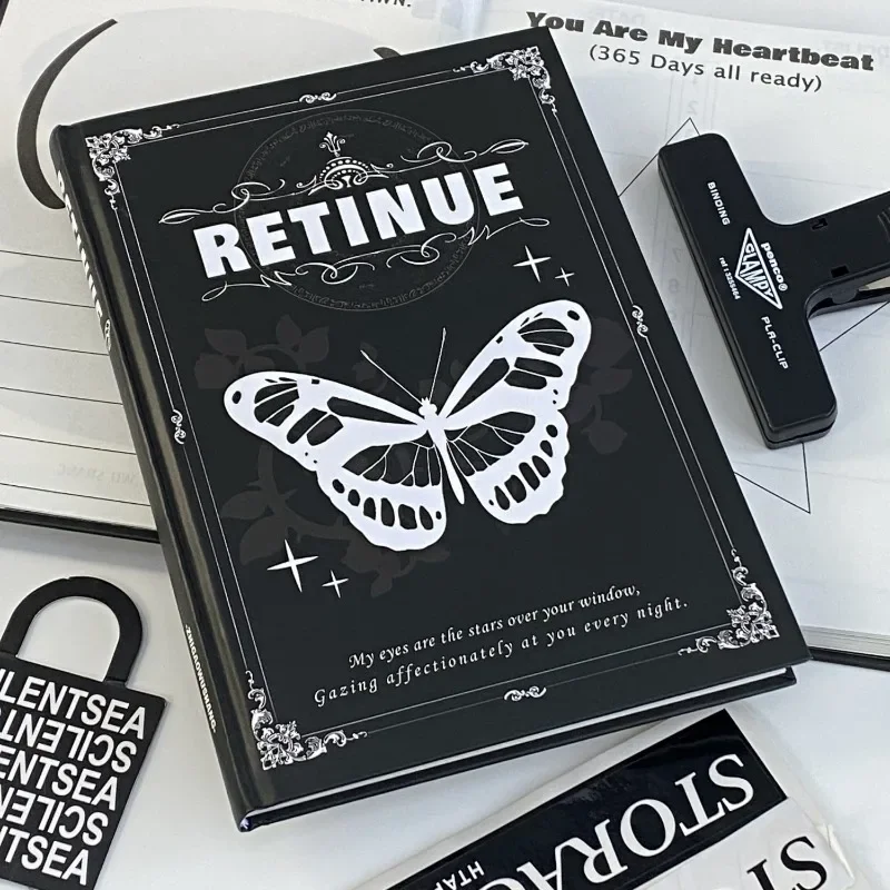 IFFVGX 96 Sheets Goth Butterfly Rose Notebook Ledger American Style Notebook Planner Retro Coil Diary Memo To Do List Schedule