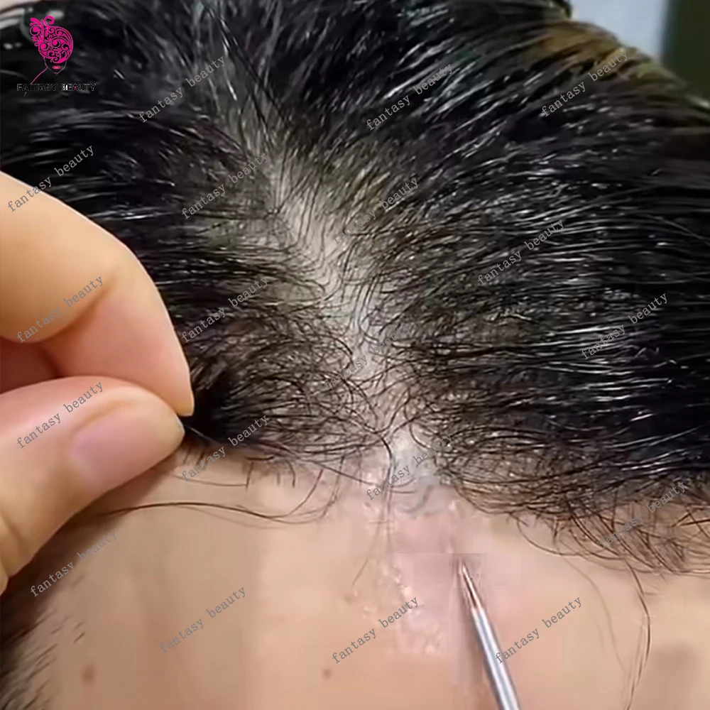 

Протез из 100% европейских человеческих волос, 80-100% плотность, мужской парик, ультратонкая основа 0.02 мм из полиуретана, V-образный шов, мужской тупе, капиллярный протез