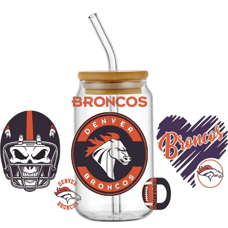 American Football BRONCOS Bears Bills Team Print UV DTF Sticker For 16oz Cups Can Wrap Transfer Sticker Custom Labels DIY Logo