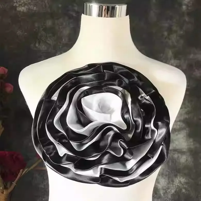 Large flowers black and white performance dress accessories Runway headwear corsage shoulder flower decorative