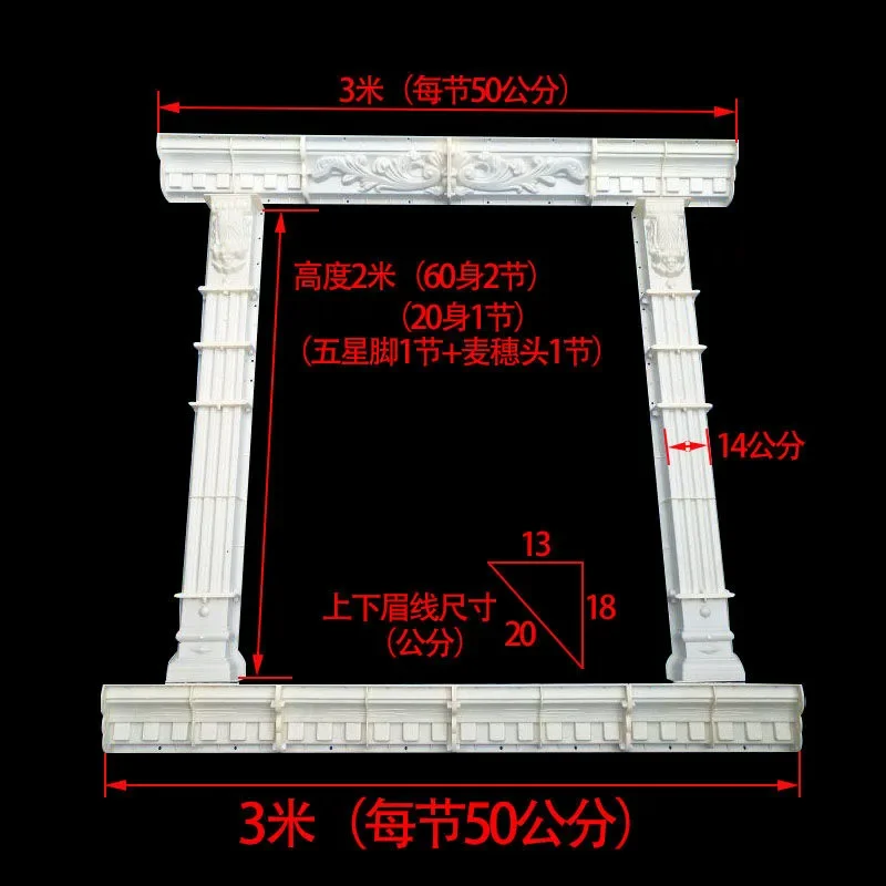 Model with window cover mold door cover cement exterior wall hemming European-style villa square mirror frame line