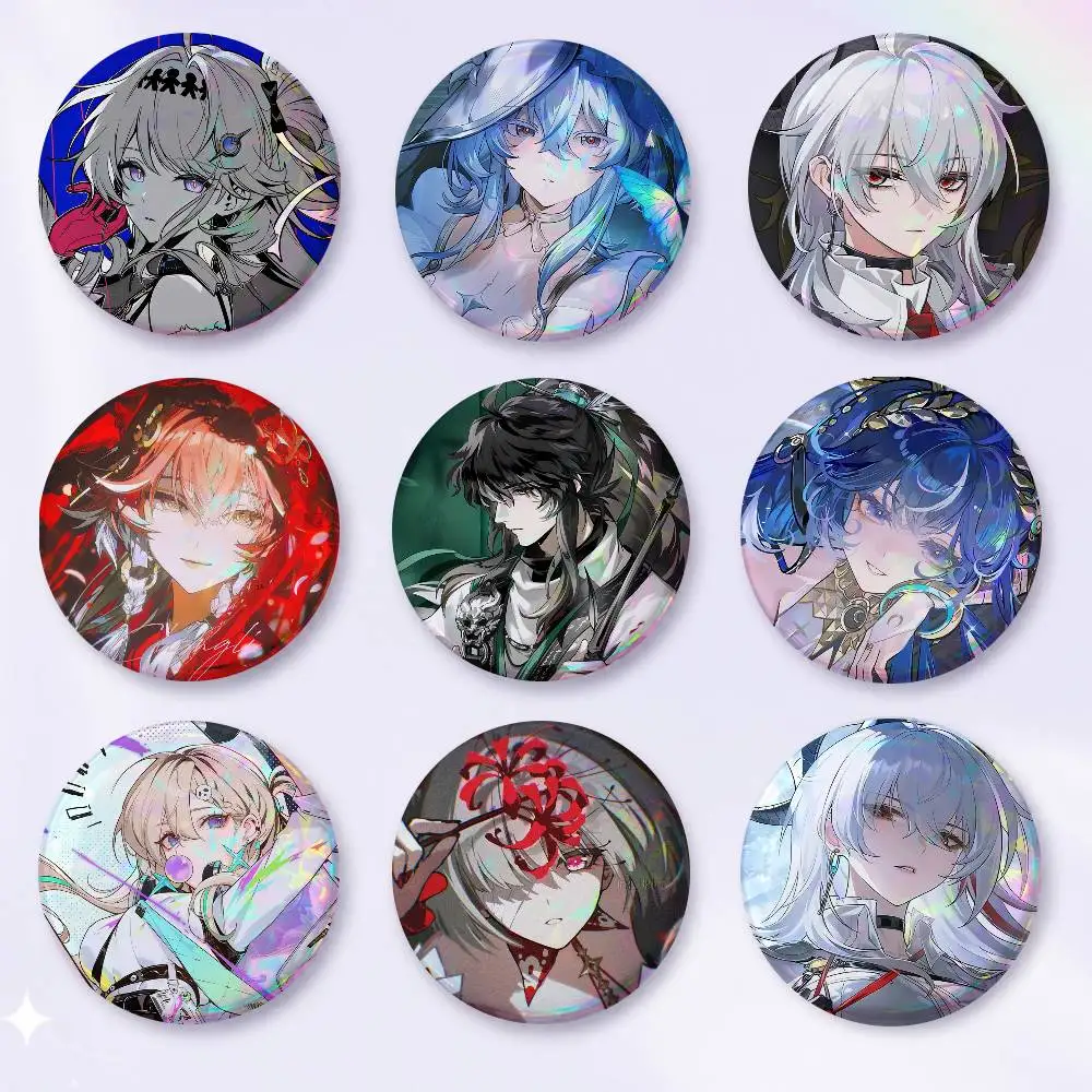 A-Wuthering Waves Cartoon Round Brooches On Backpack Jacket Acrylic Button Pins Collection Gifts