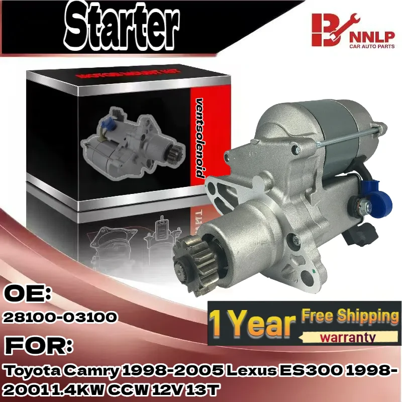 

For Starter Motor for Toyota Camry 1998-2005 Lexus ES300 1998-2001 1.4KW CCW 12V 13T 28100-03100