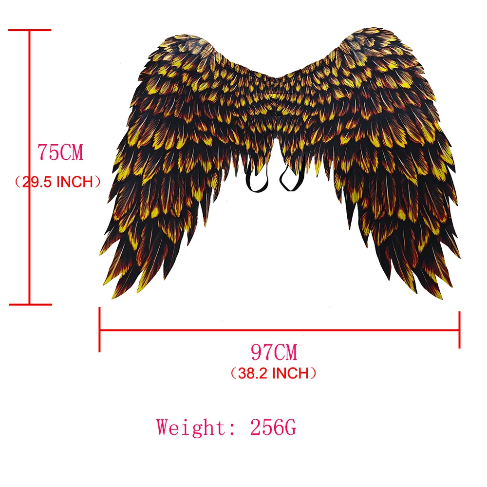 Foldable Non-Woven Printed Black and Gold Demon Archangel Wings 97X75cm Halloween Carnival Cosplay Props view 3