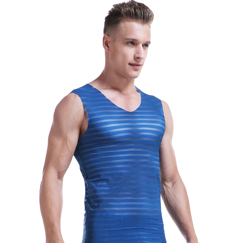 Men's vest, thin fitness exercise, ice thread seamless tight sleeveless T-shirt, wide-shoulder quick-drying undershirt