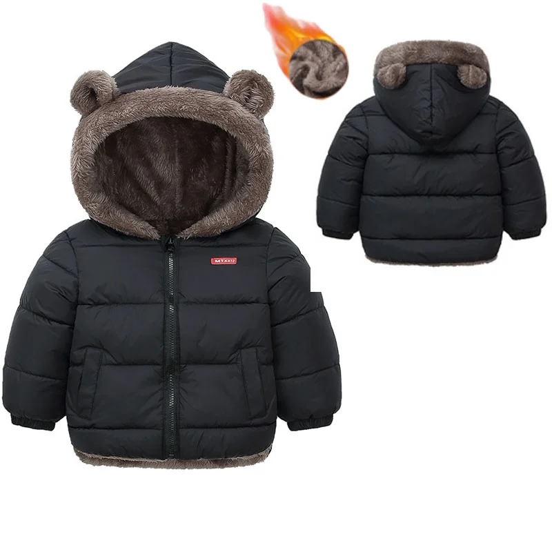 

Boys LambWool Jackets Girls Autumn Winter Thicken Warm Coats Kids Casual Cotton Clothes Children Hooded Cute Ears Outerwear
