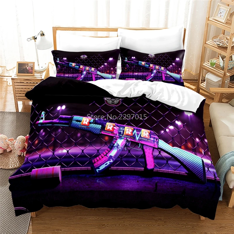 AK 47 Neon Rider Drives Sport Car Printed Duvet Cover Set with Pillowcase 3d Bedding Set Twin Full Queen King Bedclothes Textile