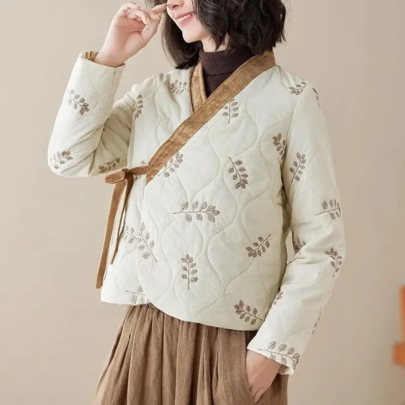 2023 Autumn And Winter Quilted Clothes Chinese Style Retro Diagonal Embroidered Cotton Coat Short Jacket For Women Tops Z4118