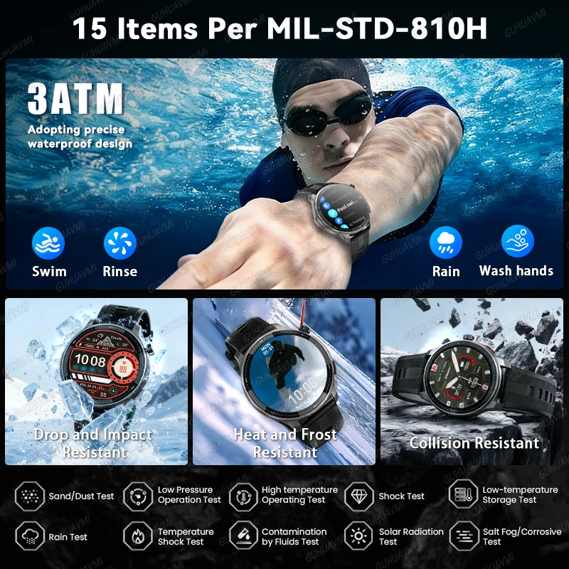 Newly T-Rex3 Ultra 4GB Memory GPS Sports Smart Watch Offline Map 1.43" AMOLED Display 3ATM Flash Charge Fitness Call Smartwatchs