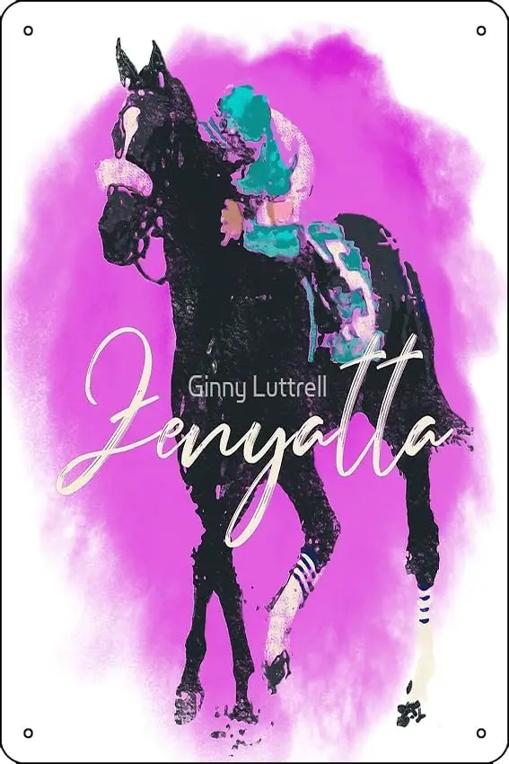 Zenyatta-letrero de hojalata de Metal con estampado de letras blancas de caballo de carreras famoso, cueva de hombre divertida de 12X8 pulgadas, decoración de Bar y oficina en casa