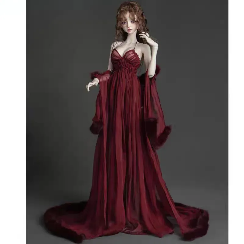 

doll clothes fit 1/3 1/4 size sexy long yarn slip dress robe 3 colors optional doll accessories