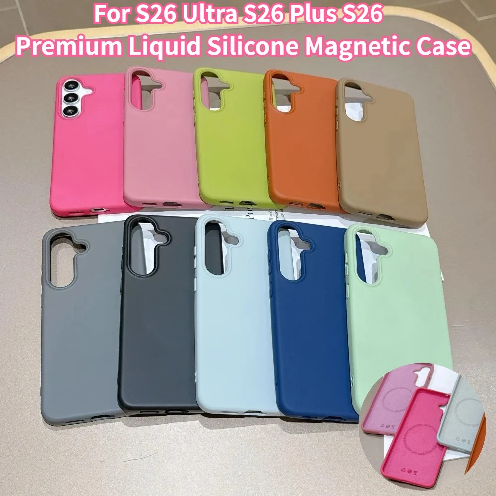 Candy Color Liquid Silicone Case for Samsung Galaxy S26 Ultra S25 Edge S24 FE A57 A37 A36 A56 A17 Shockproof for MagSafe Cover
