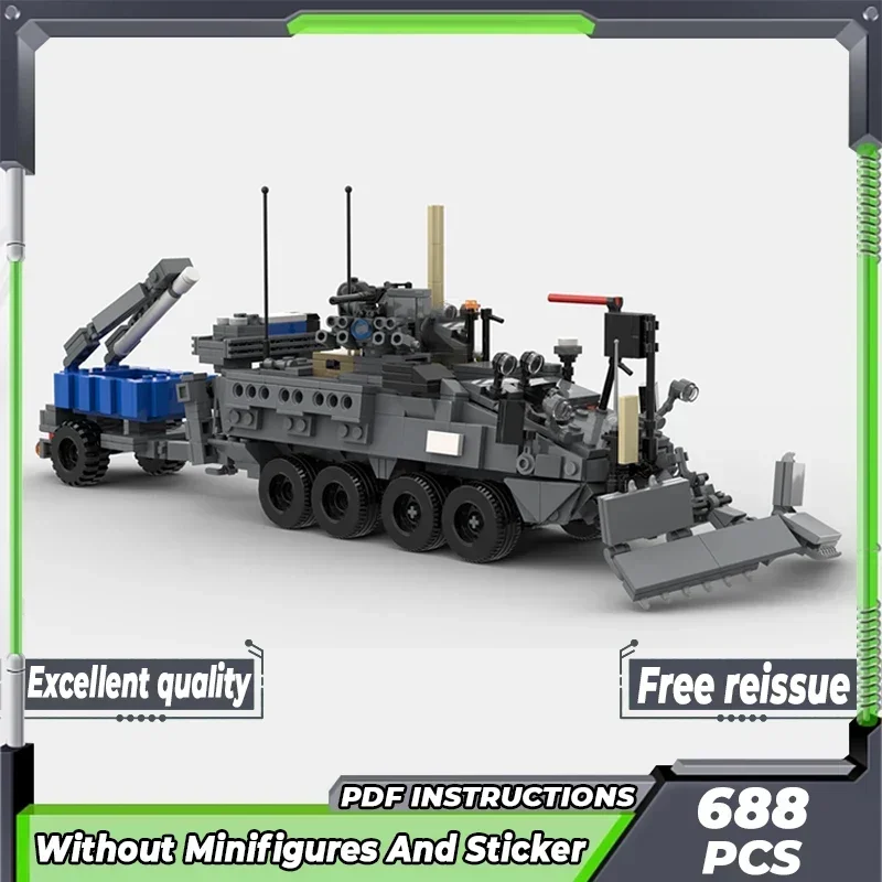 Moc-décennie s de Construction de Véhicule de Soutien de l'Armée Américaine, Modèle de Voiture d'Ingénierie M1257A1, Assemblage de Jouet à Faire Soi-Même, Cadeau de Noël