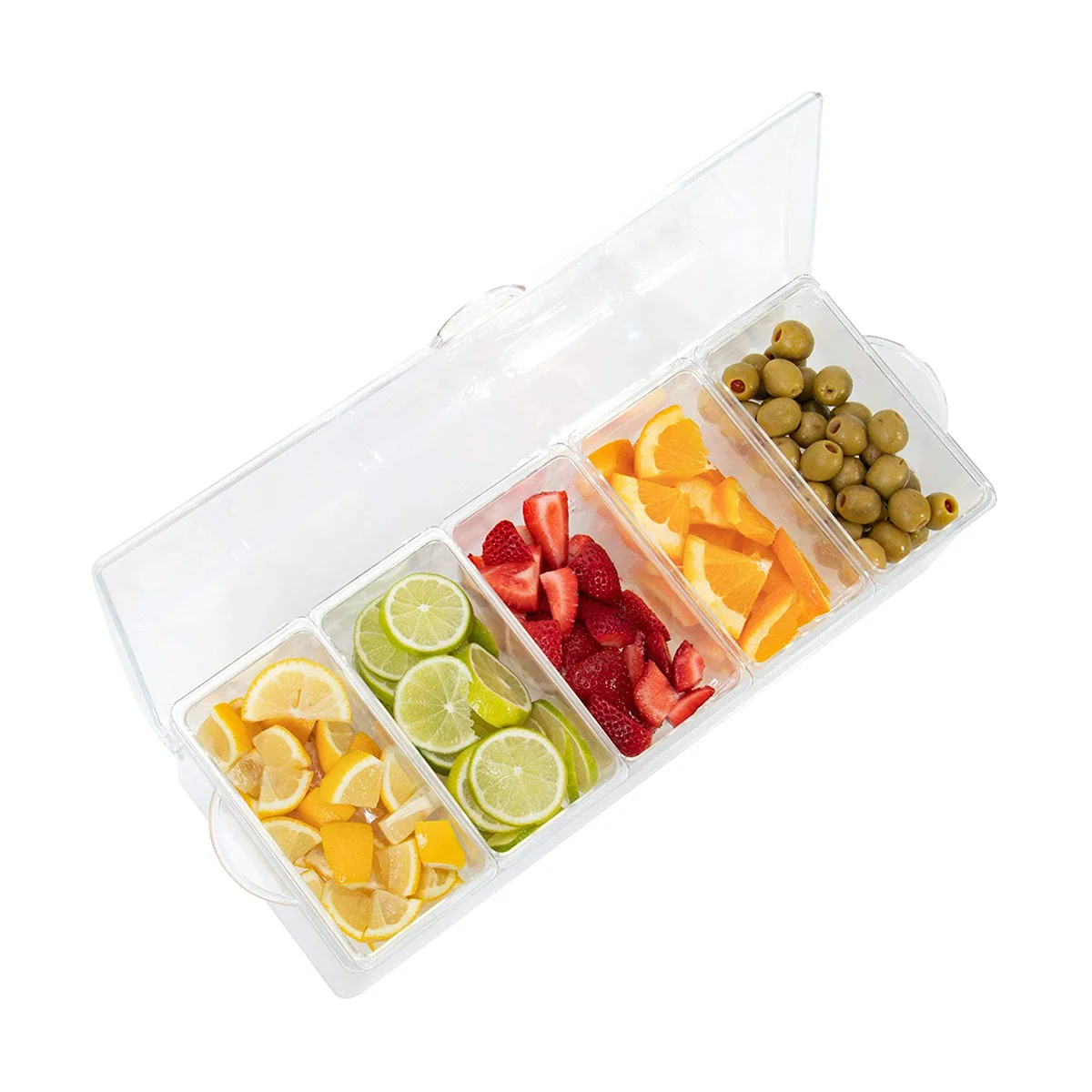 

Refrigerated Condiment Plate Picnic -Keeping Ice Box Five-Grid Split Fruit Plate Seasoning Plate