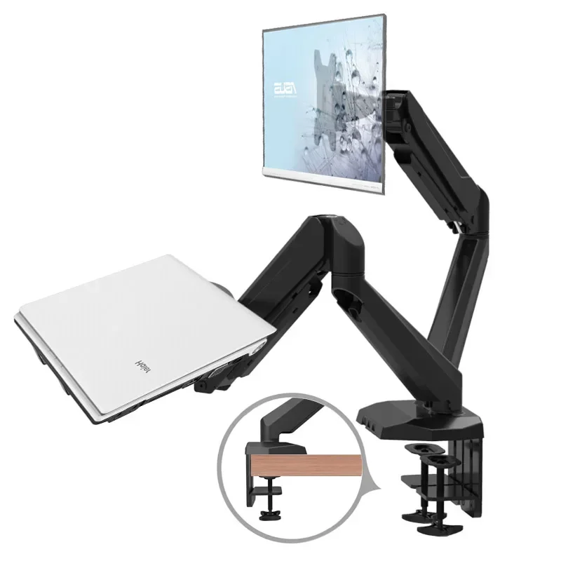 Best Dual Screen Gas Spring LCD Computer Monitor Arm With Laptop Holder GM224U-D