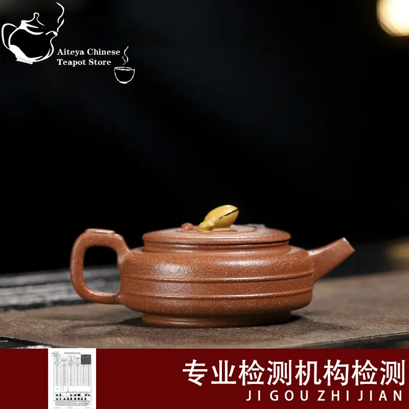Yixing handmade purple clay teapot, original ore, gold slope clay, pistachio fruit, Kung Fu tea set, Chinese teapot, health pot