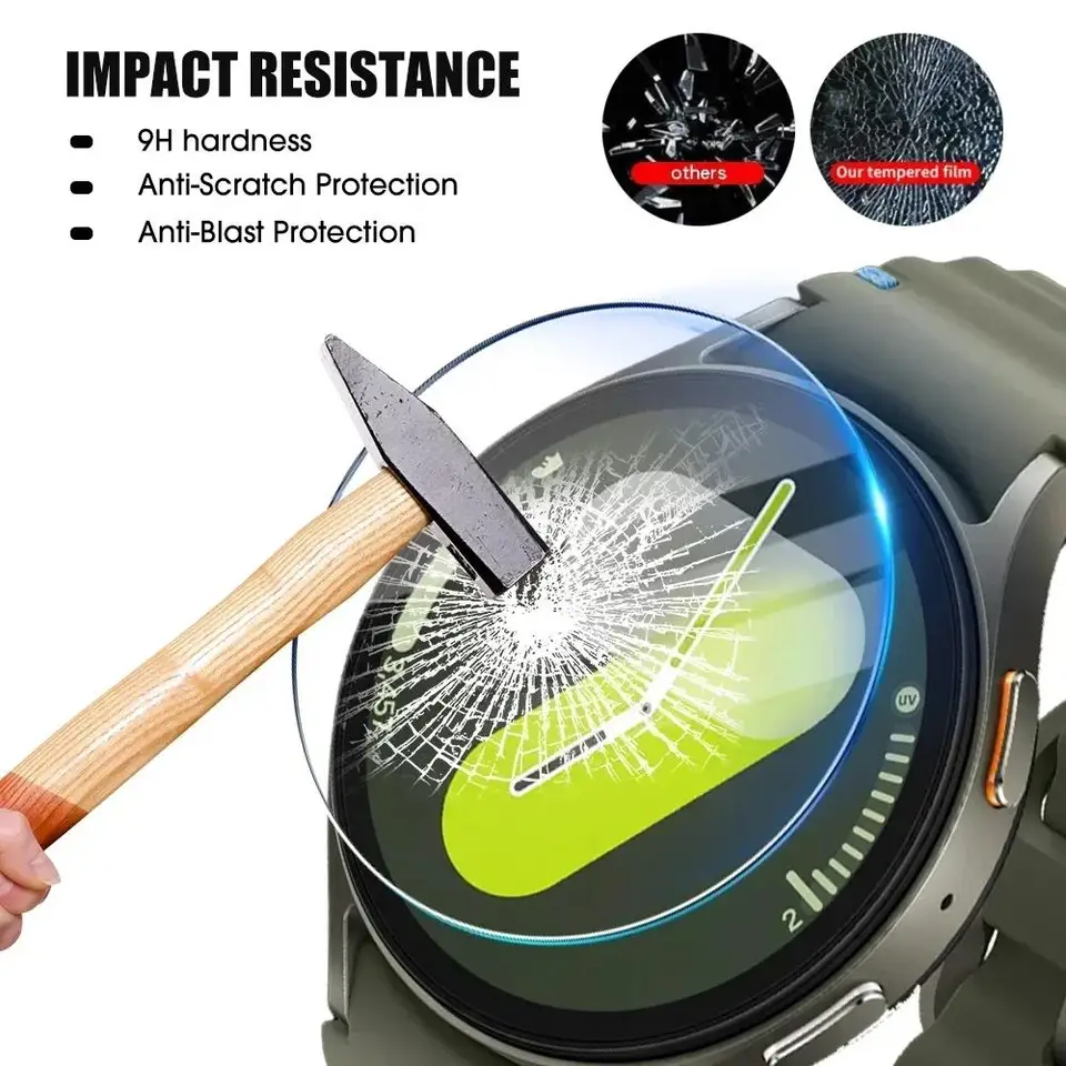 Película de Pegado Rápido para Samsung Galaxy Watch 9/8/7/6/5/4 40mm 44mm 8 Classic Ultra 2/1/Ultra 2025 47mm Vidrio Templado Película de Pantalla 4