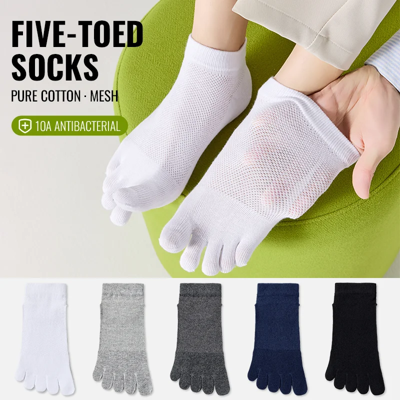 

MiiOW Cotton Five Finger Short Sock Men Ankle Spilt Toe Sock Summer Thin Sock Breathable Mesh Sweat Absorbent Antibacterial Soc