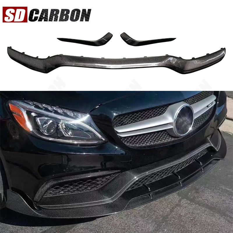

For Mercedes Benz C Class W205 C43 C63 Carbon Fiber Front lip Car Front Bumper Diffuser Front Chin Spoiler body kit