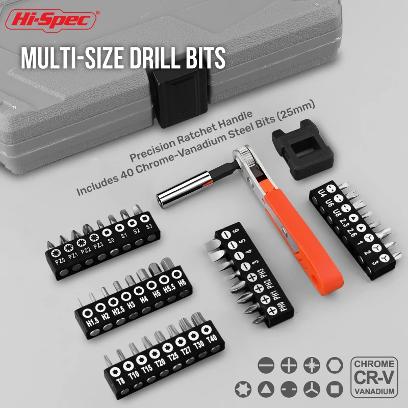 ​​Hi-Spec 64PC 3/8" Drive Socket Bit Set 72-T Ratchet Wrench Set CRV Socket Set Universal Joint mechanical workshop tool