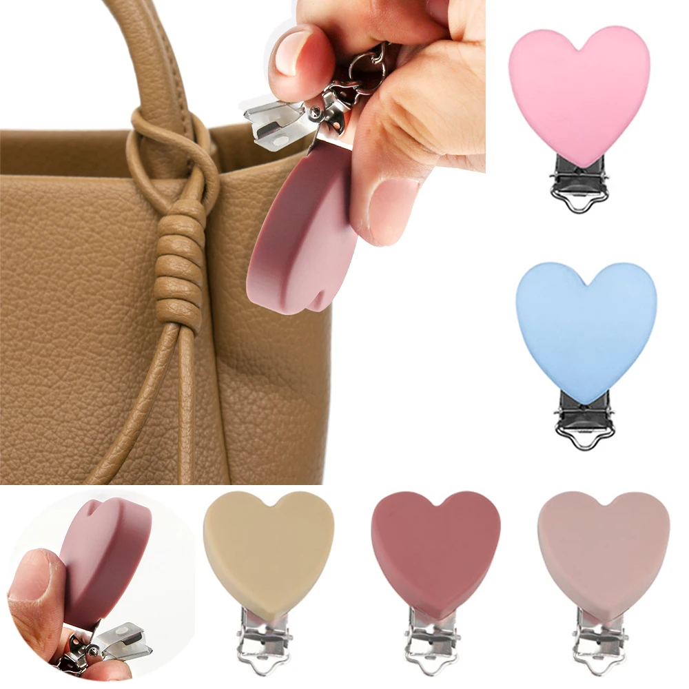 

2/4pcs New Silicone Heart Clips DIY Bag Hat Chain Keychain Holder Clamps Jewelry Handmade Accessories