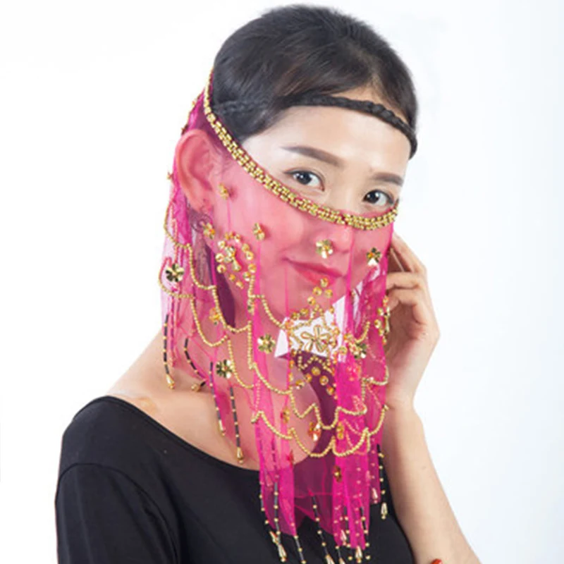 Voile de danse du ventre pour femmes, paillettes Sexy, Costume de carnaval Tribal indien, accessoires de Performance