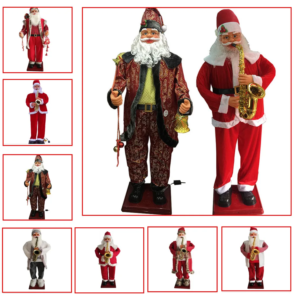 1.8 meters rocking Santa Claus music playing saxophone welcome Santa electric Christmas decorations