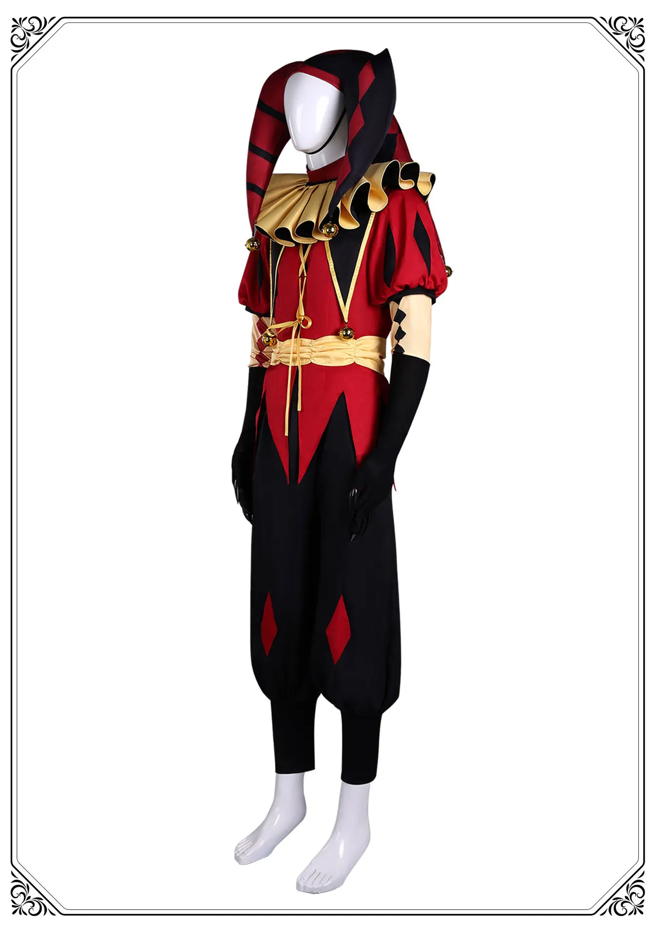 In Stock The Freak Circus Pierrot Clown Full Set Cosplay Costume  Halloween Horror Roleplay Clothing Clothes Unisex Mask Hat