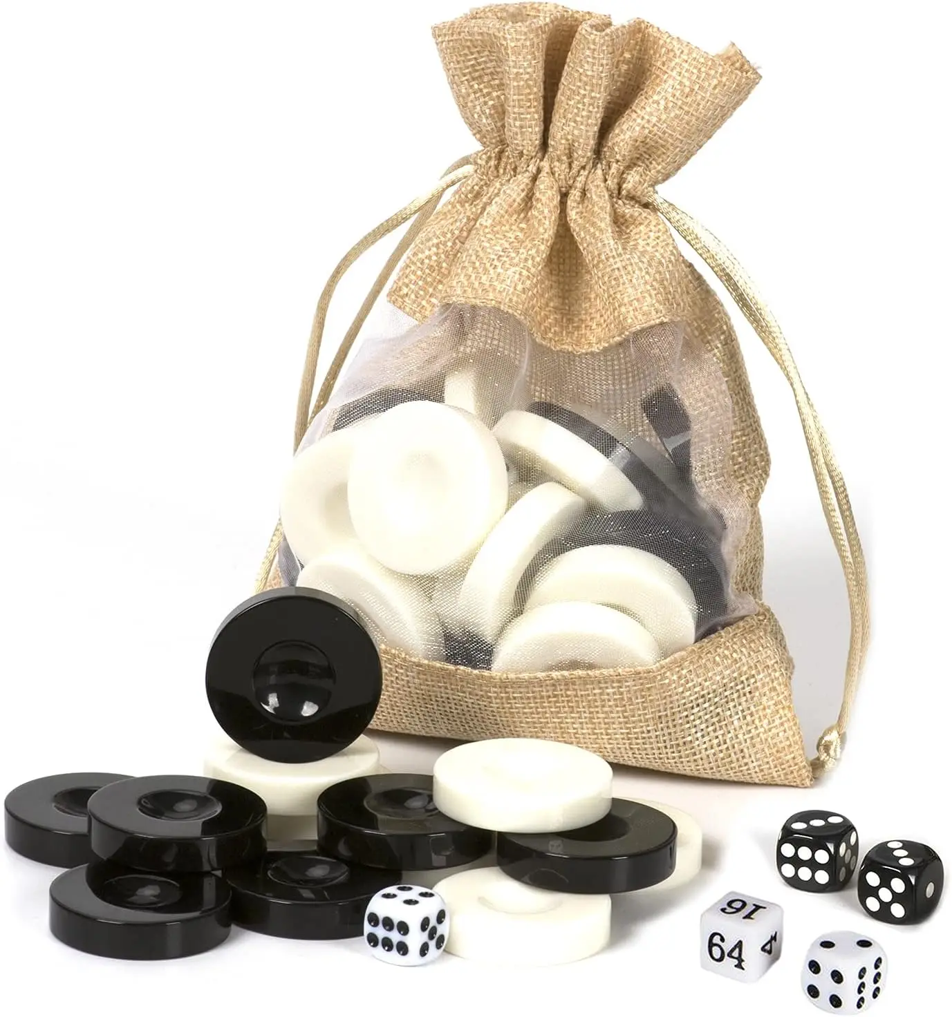 

Classic Checkers Game Set with Drawstring Cloth Storage Bag (30pcs Black&White)
