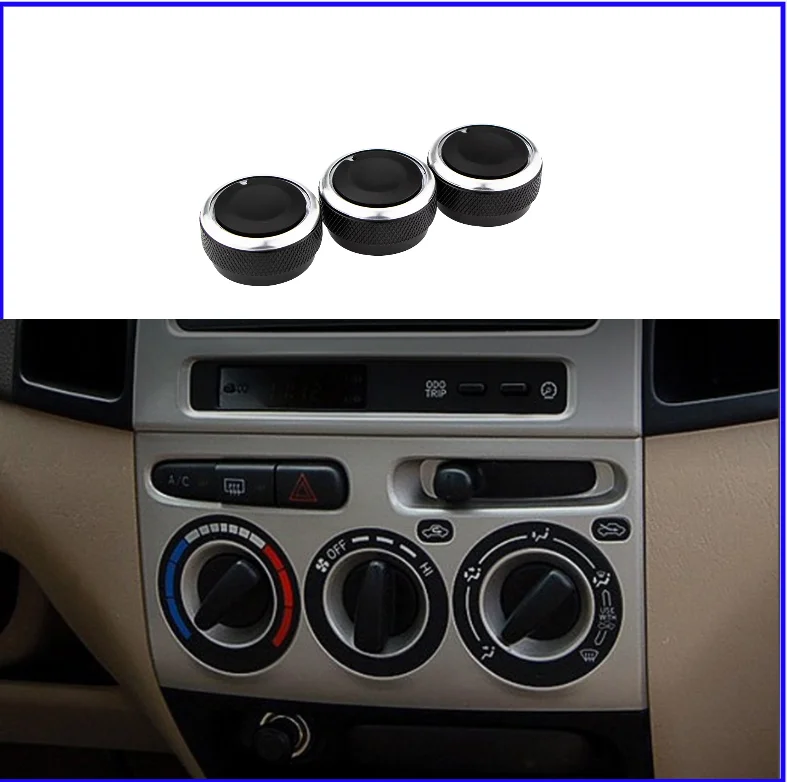 3Pcs Aluminum Alloy Car AC Knob for Toyota Tacoma Platz Vios Vitz Yaris Echo Scion XB Air Conditioning Heat Control Knobs