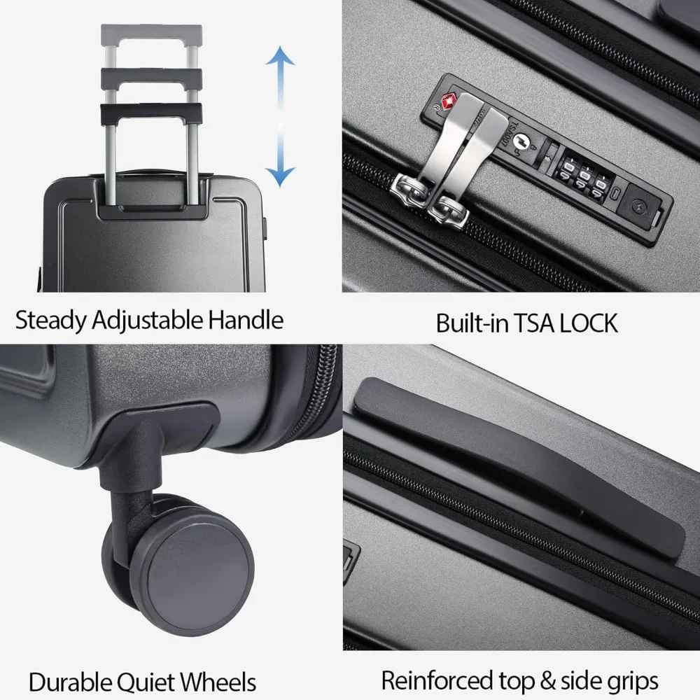 حقيبة ذات هيكل صلب قابلة للتوسيع مع عجلات دوارة، سعة كبيرة، قفل TSA، ومتانة للسفر