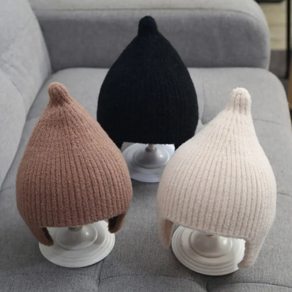 Fashion Cute Ear Protection Hat Soft Warm Knitted Hat Autumn Winter Windproof Earflap Cap for Baby