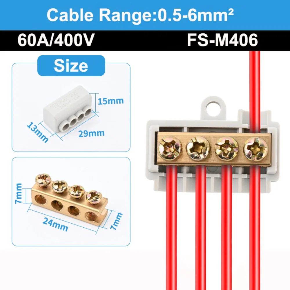 New Conductor Brass High Power Splitter Large Current Universal Quick Terminal Block Terminal Blocks Electrical