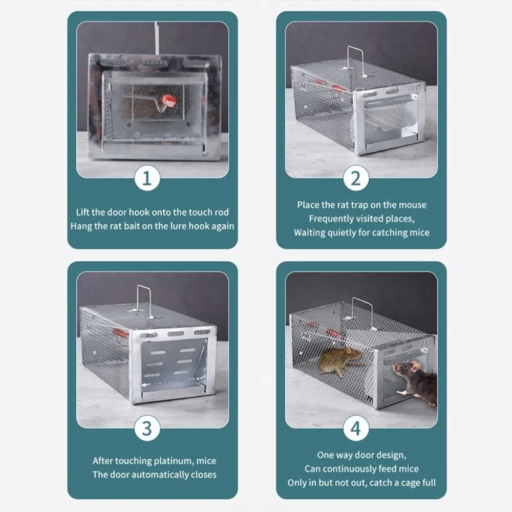 Durable Humane Multi-Catch Rodent Mouse Trap Pest Control Metal Rat Trap Cage Large Capacity Live Animal Trap Indoor and Outdoor