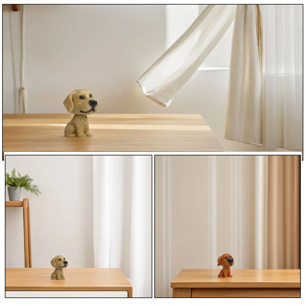 2Pcs Exquisite Resin Bobblehead Dog Car Ornament for Dashboard Nodding Animal Figure Interior Car Decoration Cute Dashboard