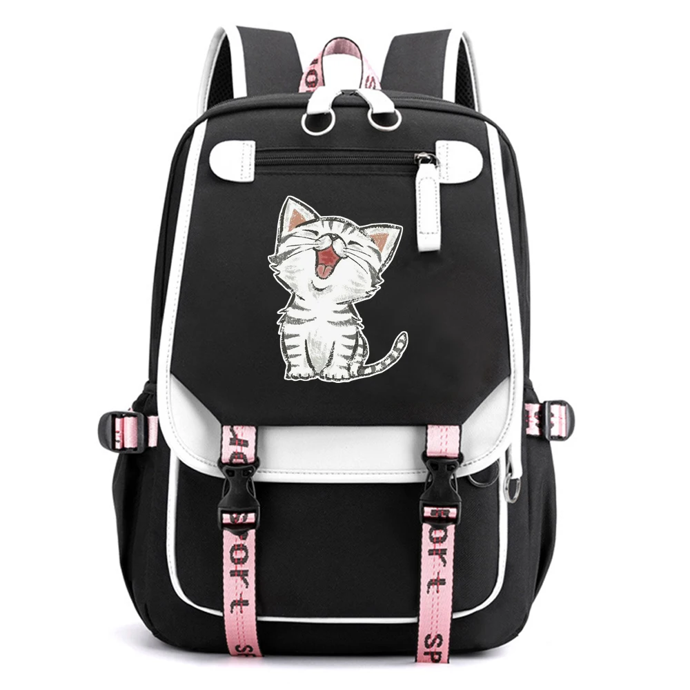 카와이 고양이 프린트 백팩 학생 가방 대용량 노트북 방수 책가방 패션 백팩 가방