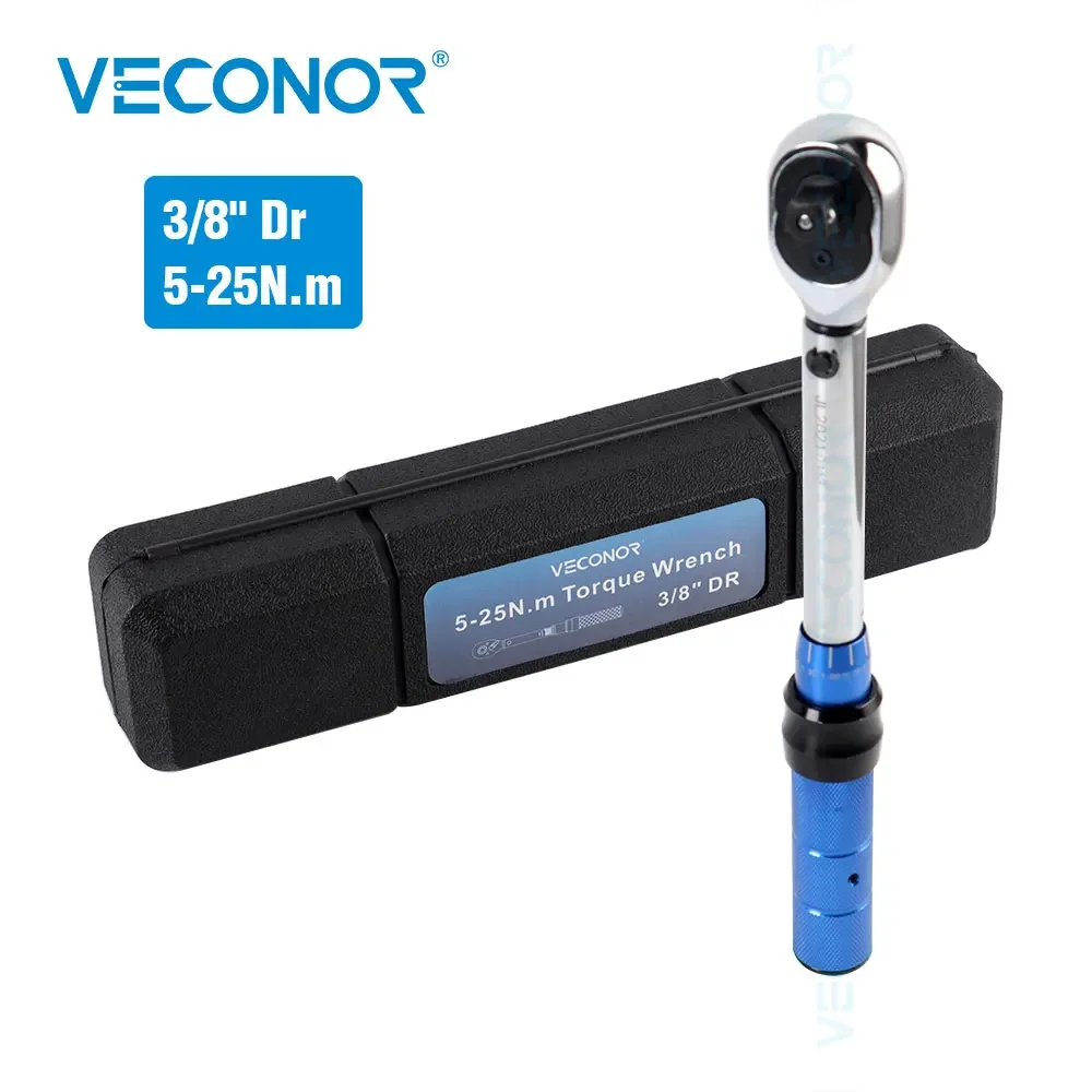 Preset Click Torque Wrench 3/8 1/4 Inch 5-25N.m Mirror Polish Two-Way Head for Car Bicycle Repair