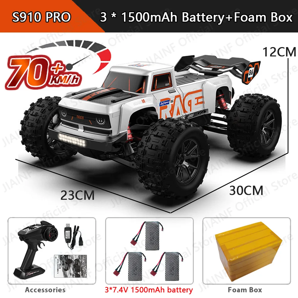 SMRC S910PRO 1:16 70KM/H 4WD RC Car z pilotem LED Cars High Speed Drift Monster Truck dla dzieci VS Wltoys144001 Zabawki