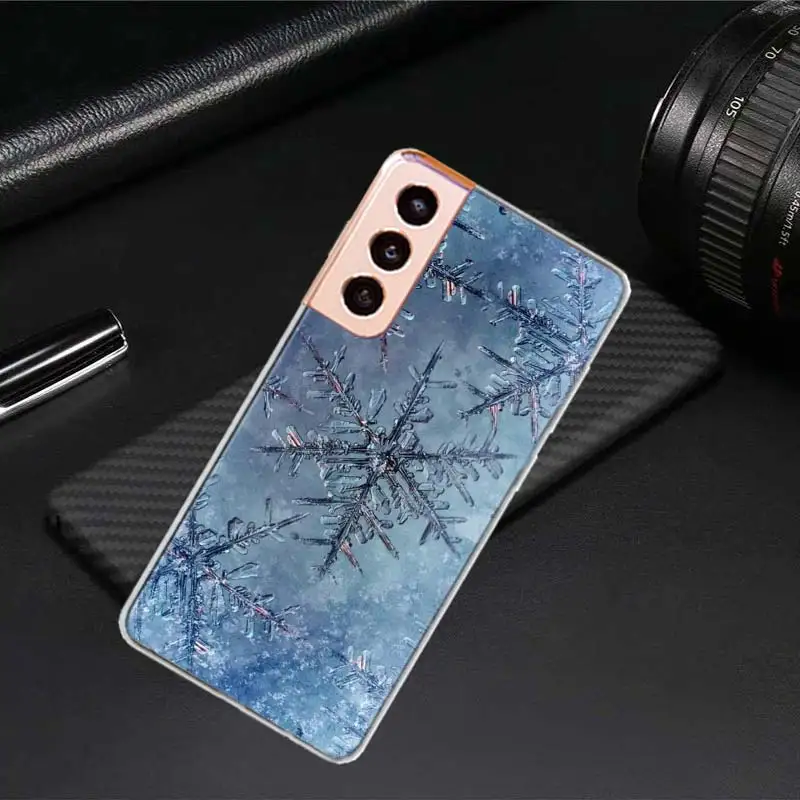 Snowflake Winter White Snow Christmas Phone Case For Samsung Note 20 Ultra 10 Lite 9 8 Galaxy A9 A8 A7 A6 J8 J6 J4 Plus A90 5G A