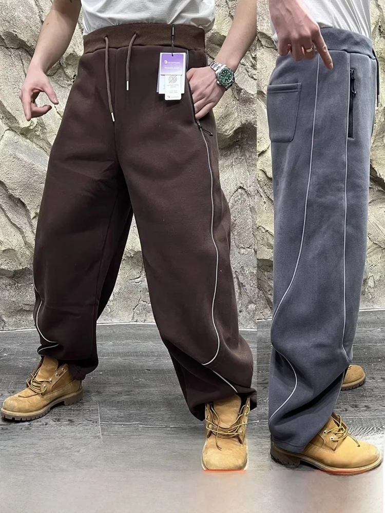 

Outdoor Casual Pants Thiened Fce Lined Loose Dstring Men Women Couple Winter New Sle Knife Sweatpants