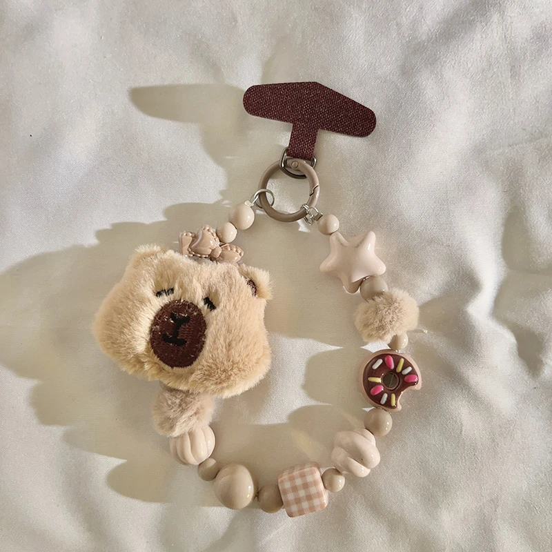 سوار مطرز على شكل دب قطيفة لطيف عصري - سحر طالب مضاد للفقدان لحافظة الهاتف/سلسلة المفاتيح/حافظة سماعة الرأس #4