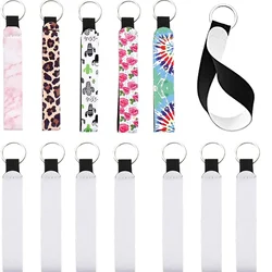 Heat Sublimation Blank Neoprene Keychain Hanging Rope Diving Material Keychain White Wrist Strap For Image Print