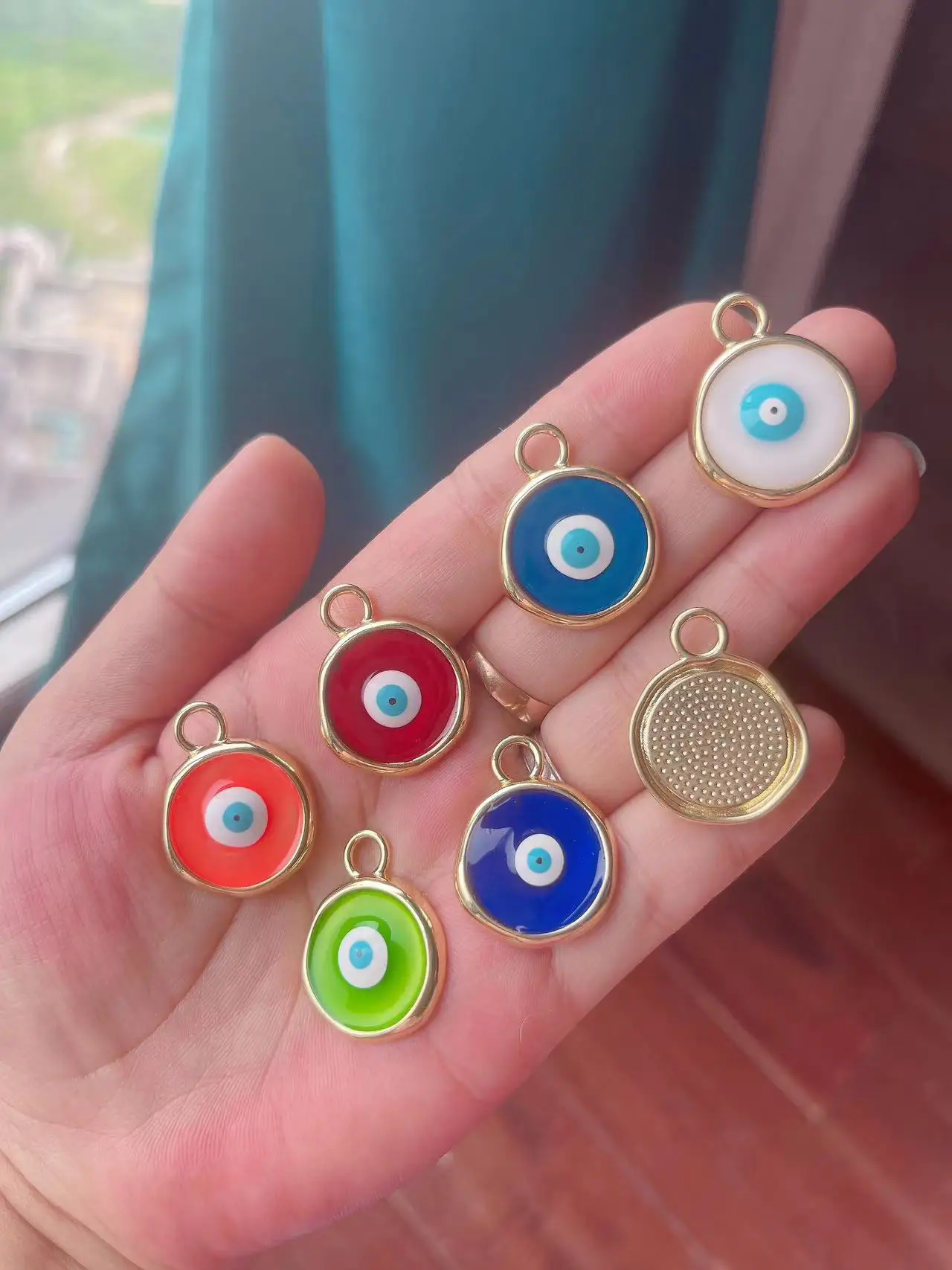 ChimColorful Evil Eye Charm Pendentif Pierre pour Collier, Plaqué Or 18K, Bijoux Bracelet, Accessoires, Fournitures, K60