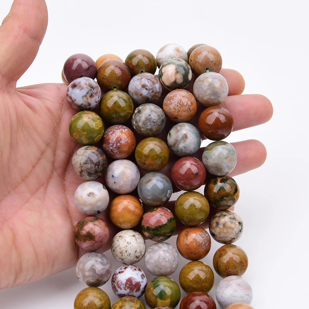 APDGG Big Size 16mm Natural Mix Color Ocean Jasper Agate Rare Round Loose Pendant Beads 16'' Strand Jewelry DIY