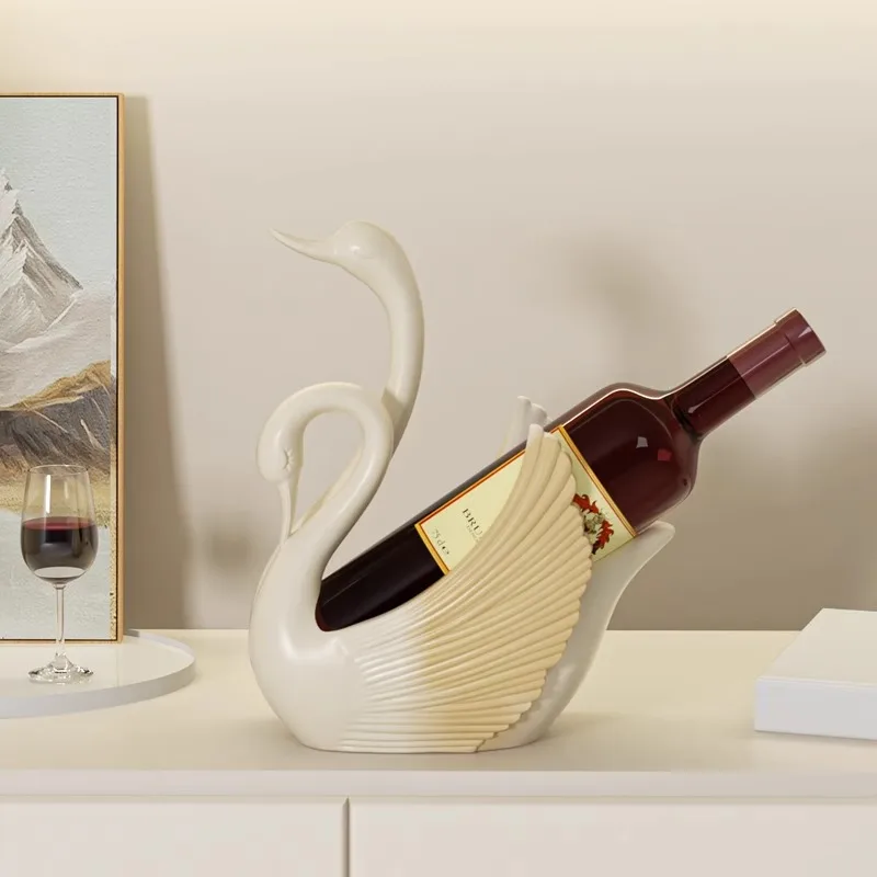 Simple modern wine rack swan ornament high-end sense living room TV wine cabinet housewarming new home wedding decoration gifts