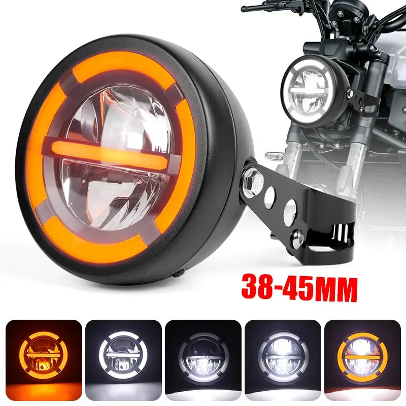 

5.75 Inch Motorcycle Headlight Assembly LED Head Lamp DRL Hi-low beam Headlamp with bracket For Cafe Racer Bikes Curisers Bobber
