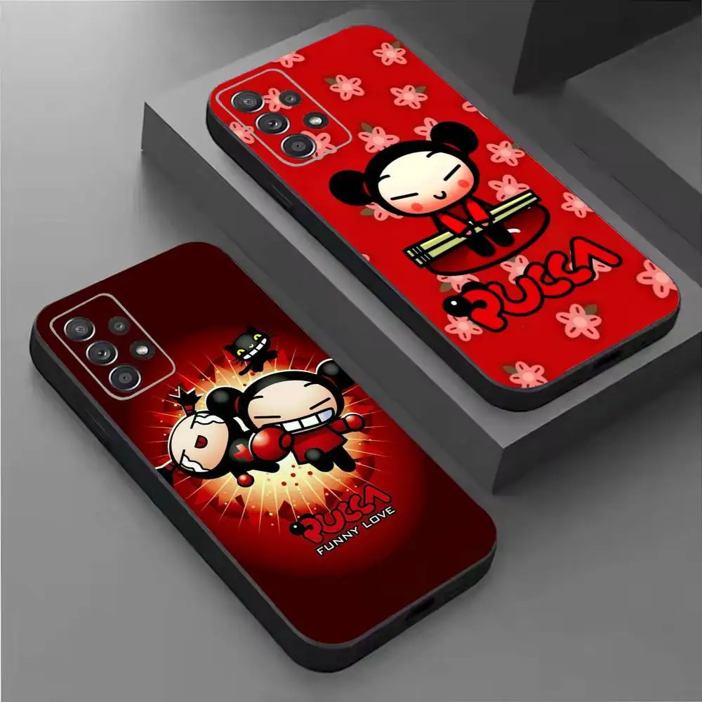 Funny P-Pucca-as cartoon G-Garu-us Phone Case For Samsung S26,25,24,21,22,21,20,10,9,8,7,6,5,Ultra,Plus,Fe,Lite Black Shell